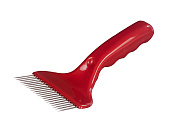 Вилка для распечатывания сот с прямой н/ж иглой 21 красной фигурной ручкой из пластика от магазина пчеловодства Lyson.by