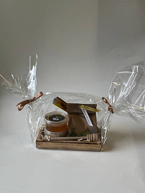 Подарочный набор Мед с пыльцой + мини поднос от магазина пчеловодства Lyson.by